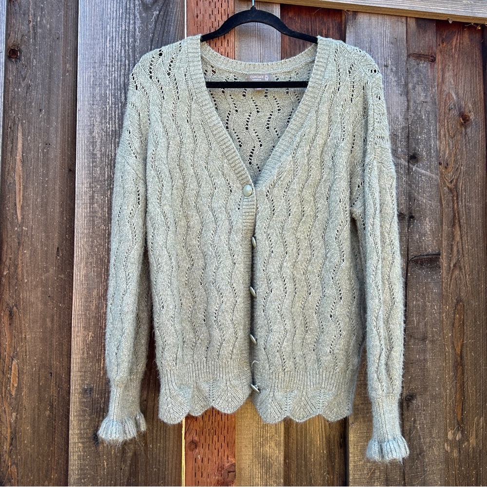 Sage Green Pointelle Cardigan